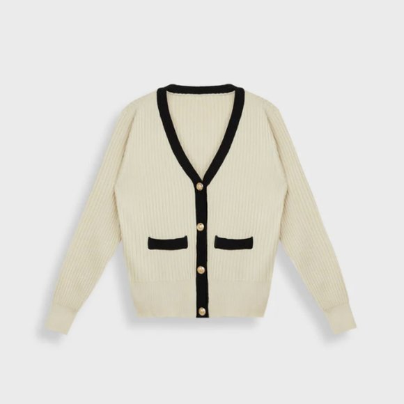 J.ING Lealia Beige Contrast Cardigan - One Size - Picture 6 of 9